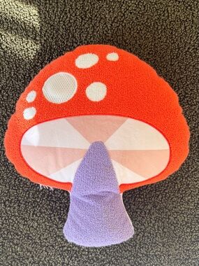 Urban Outfitters Red & Purple Mushroom Accent Pillow